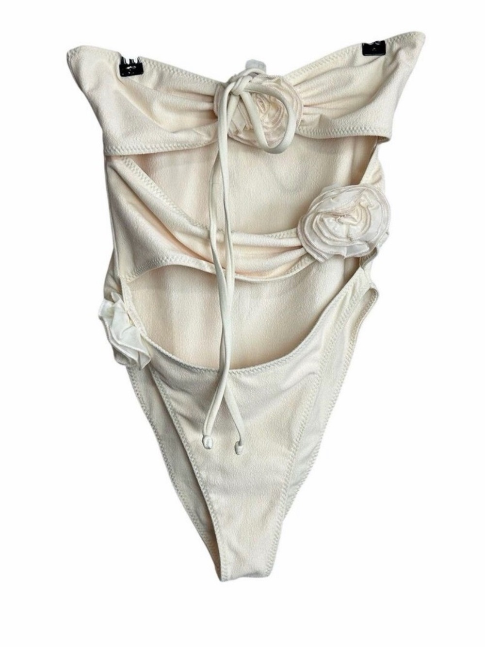 SAME Cream One-Piece Cutout Swimsuit with Rosette Details